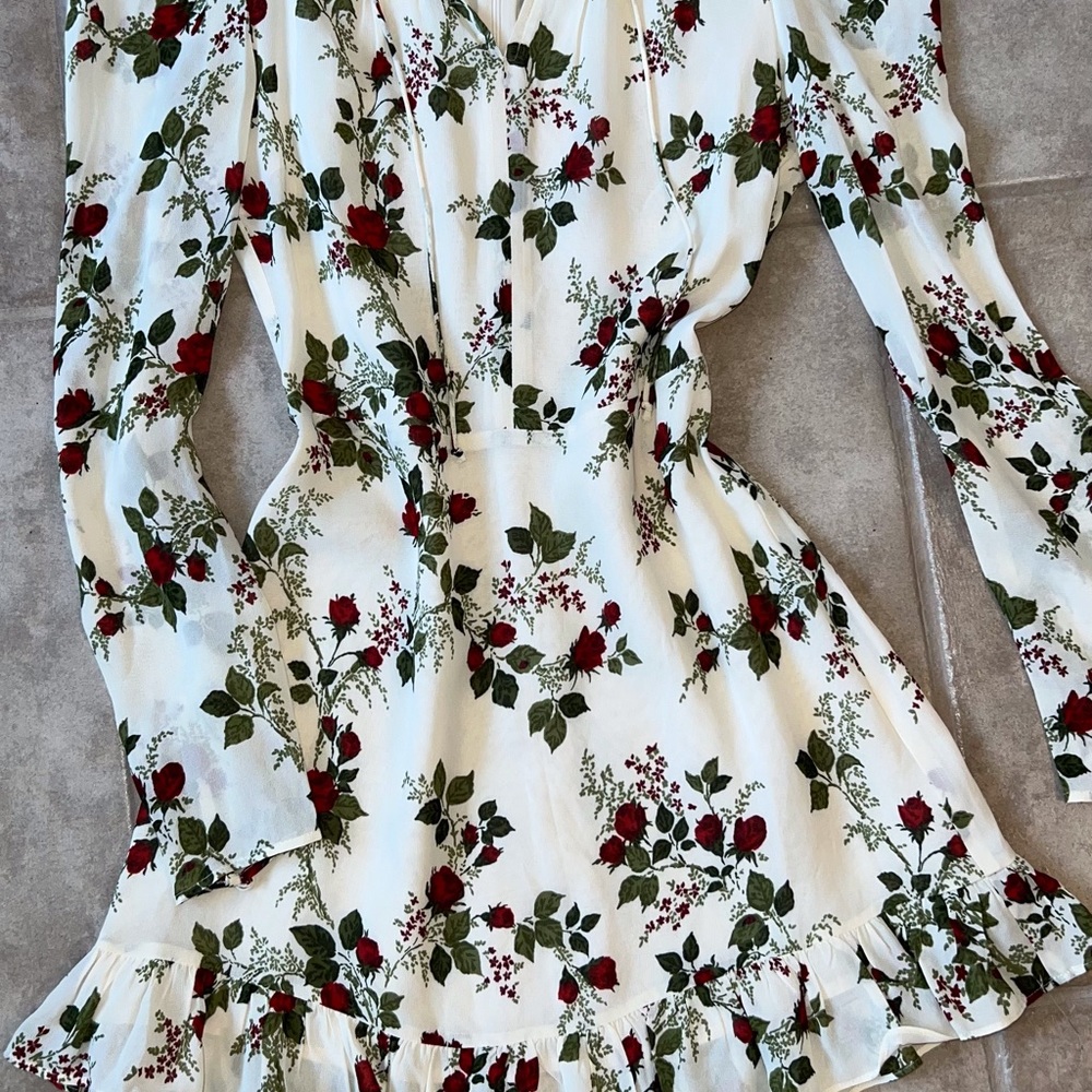 Reformation Rose Cream Long Sleeve Mini Dress